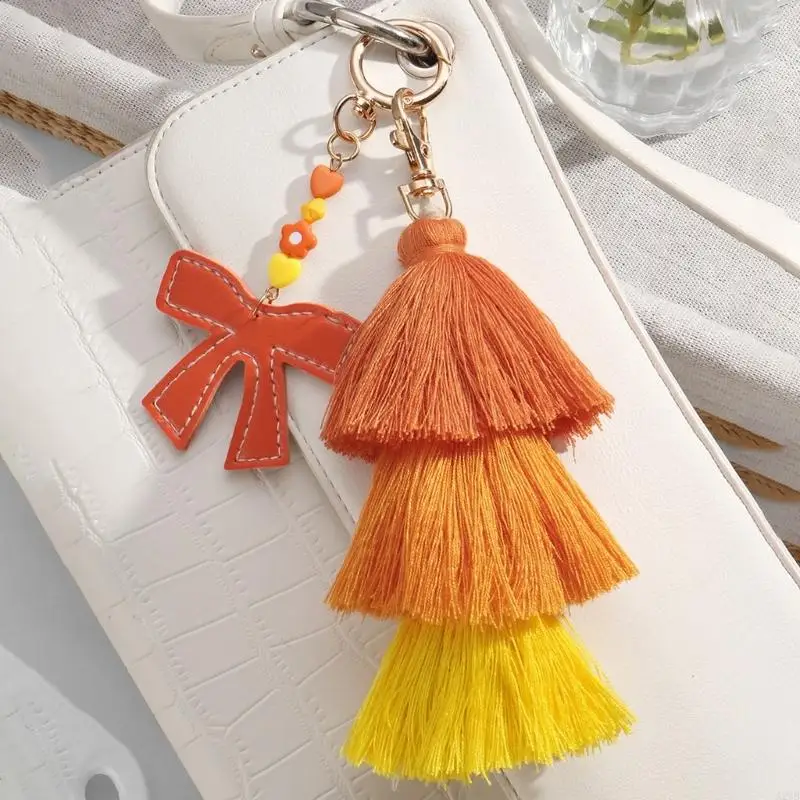 Tassels Keychain Elegant Pendant for Car Home and Motorcycle Accessories Ornament for Bags Wallets and Backpacks A2UB