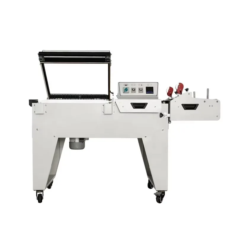 

Heat shrink packaging machine for paper, carton shrink film and plastic packaging