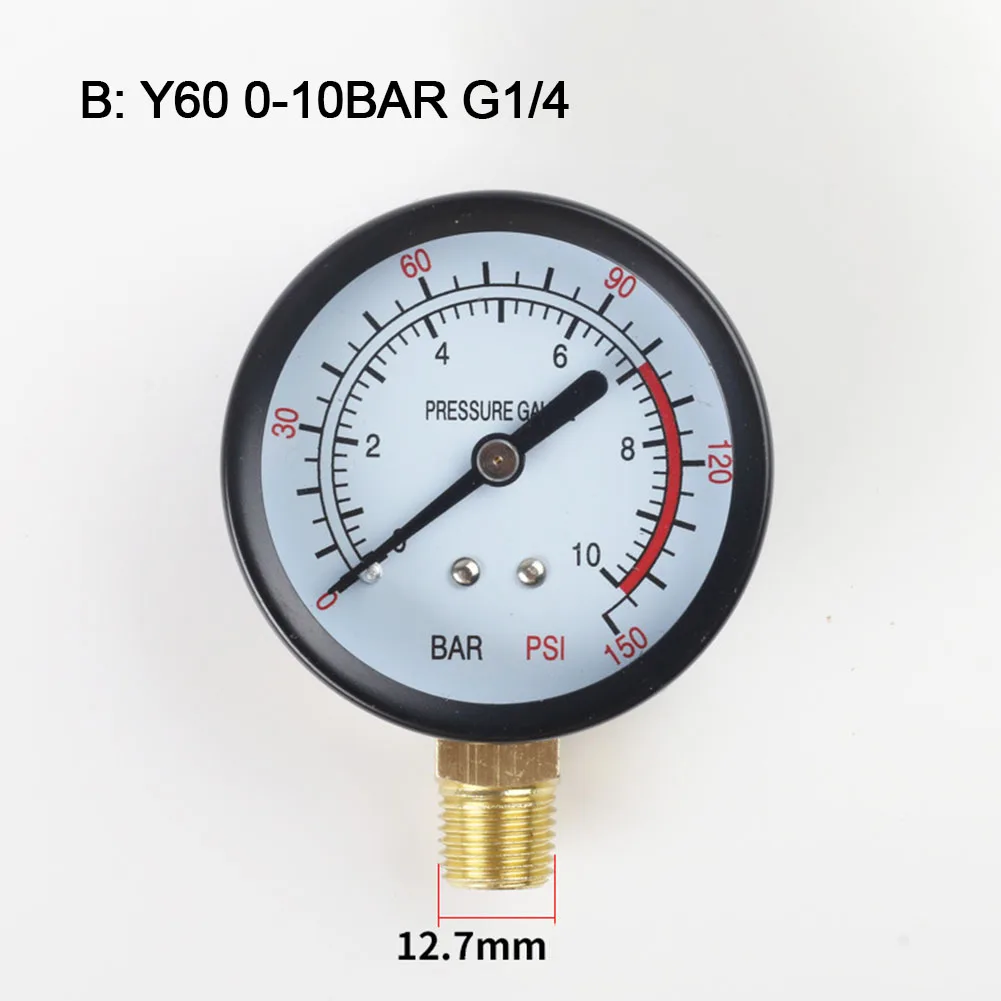 Y60 0-1.6Mpa 0-230PSI Pool Filter Water Pressure Dial Hydraulic Pressure Gauge Meter Manometer Swimming Pool Pressure Gauge