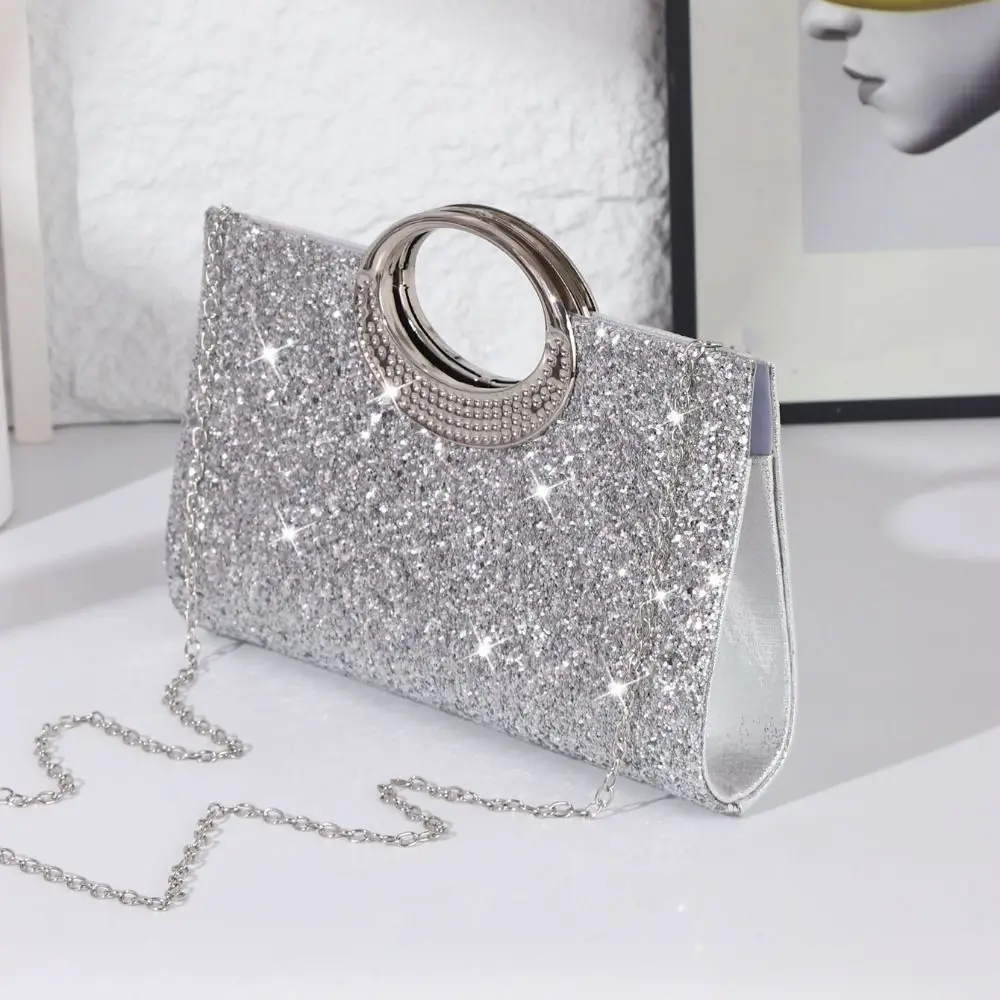 

French Glitter Sequin Evening Banquet Bag Wrist Bag Large Capacity Shiny Handbag Shoulder Bag Luxury Party Dinner Bag Women