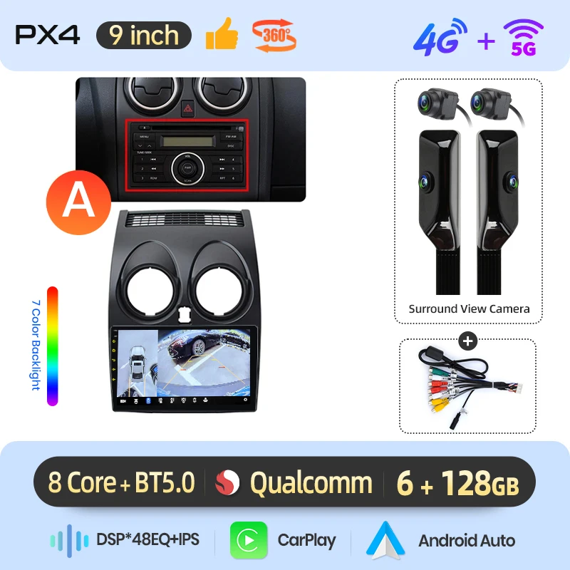AWESAFE Draadloze CarPlay Android Auto Radio voor Nissan Qashqai J10 2006-2013 GPS Auto Navigatie Plug and Play met SWC RDS DSP