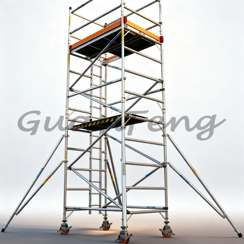 Mobile Aluminum Scaffold Tower Durable Rolling Ladder Scaffolding for Construction