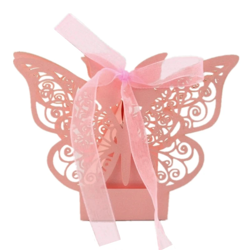 10/50/100pcs Butterfly Gift Boxes Wholesale Candy Favors Packaging with Ribbons for Baby Shower Wedding Birthday Party Supplies