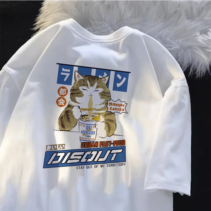 

Women T-shirt Harajuku Cat Eating Noodles Graphic Women Tshirts Casual Short Sleeve Tees Japan Style T Shirt Clothing