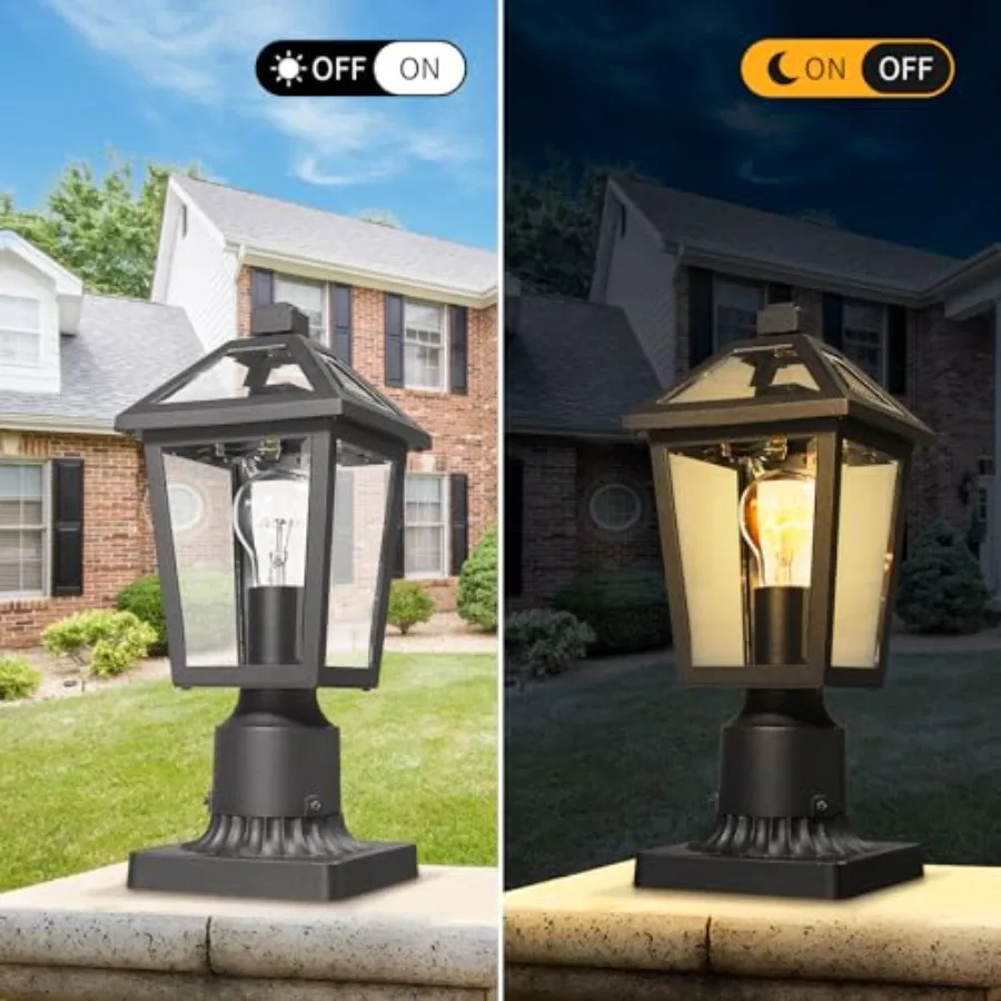 Outdoor Post Lights Fixtures, Lamp Post Light Fixture Black Finish, Waterproof and Anti-Rust Aluminum Pillar Outside Lighting f