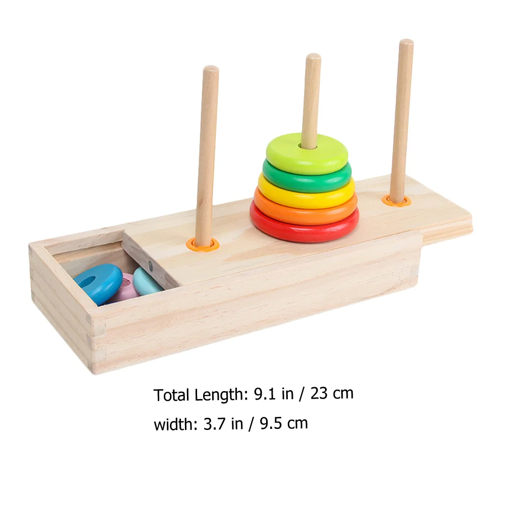 Tower of Hanoi Toddler Toy Infant Toys Building Ring Stacker Stacking Blocks Wooden