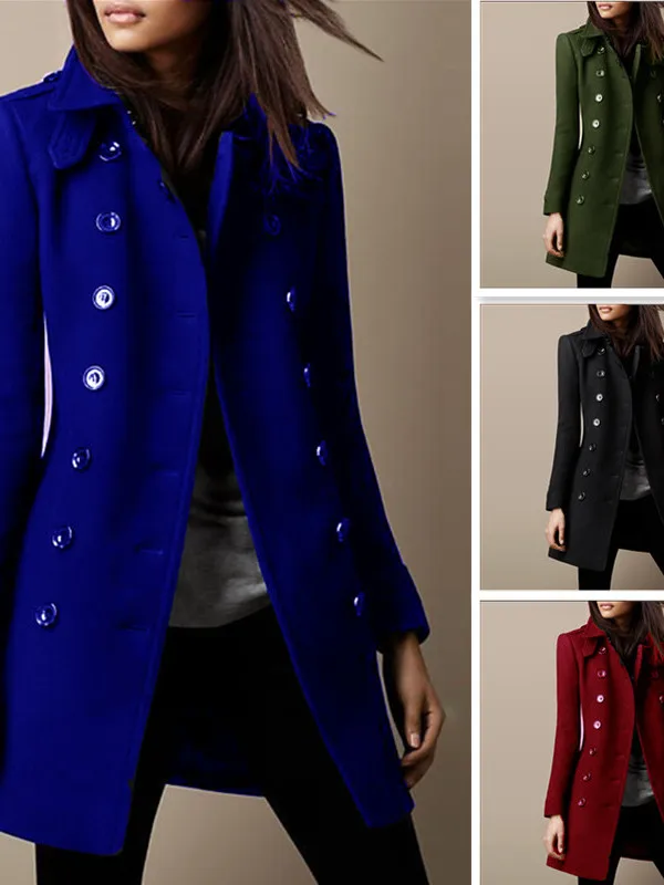 

Women's Mid-Length Lapel Windbreaker Coat Street Sle Slim Fit Woolen Material Long Sve Hooded Coat Winter Outerwear
