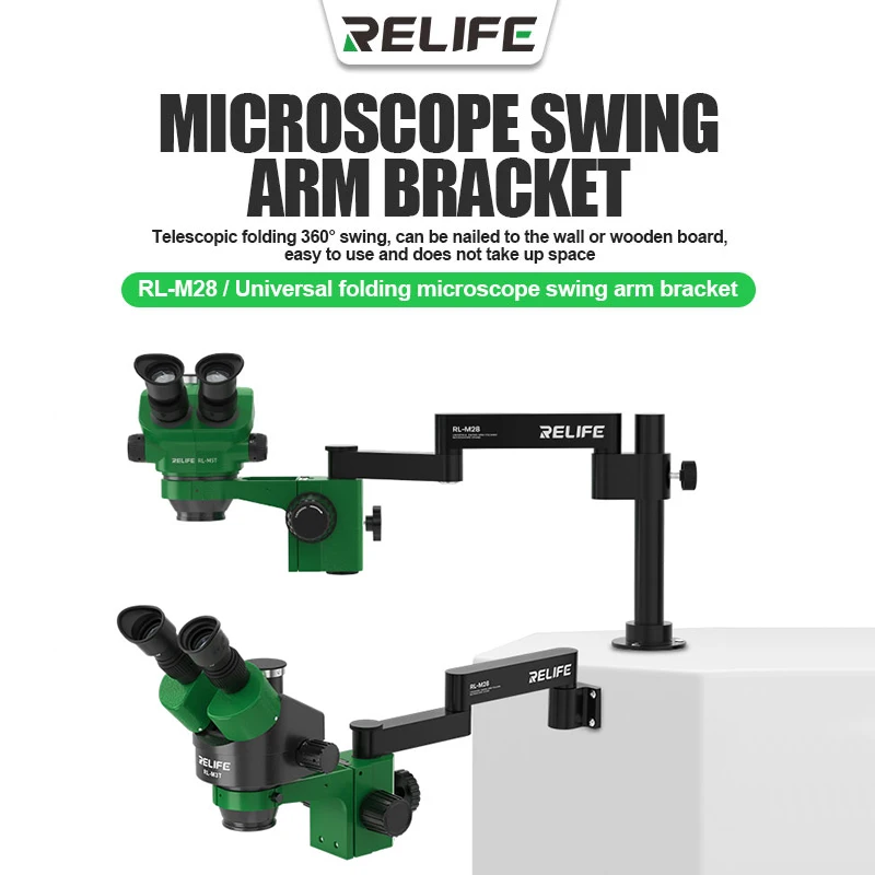 RELIFE RL-M28 Universal Folding Microscope Swing Arm Bracket Telescopic Folding 360° Swing Height Adjustment Microscope Stand