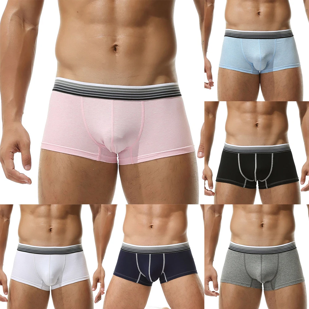 

Trendy Men's Boxer Briefs Low Rise Underwear Trunks Shorts U Convex Underpants in Grey with Anti Hemming Pants