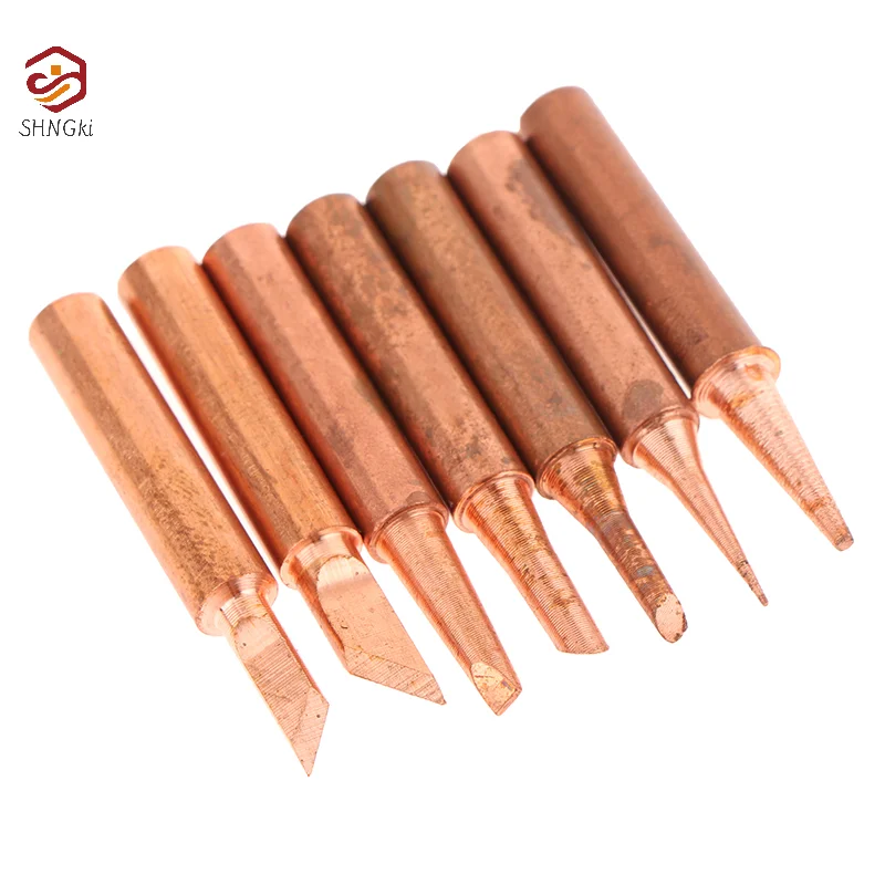 7pcs/set Copper T Soldering Iron Tip Set Electric Soldering Iron Lead-free Welding Tips Head BGA Soldering Tools Welding Tips