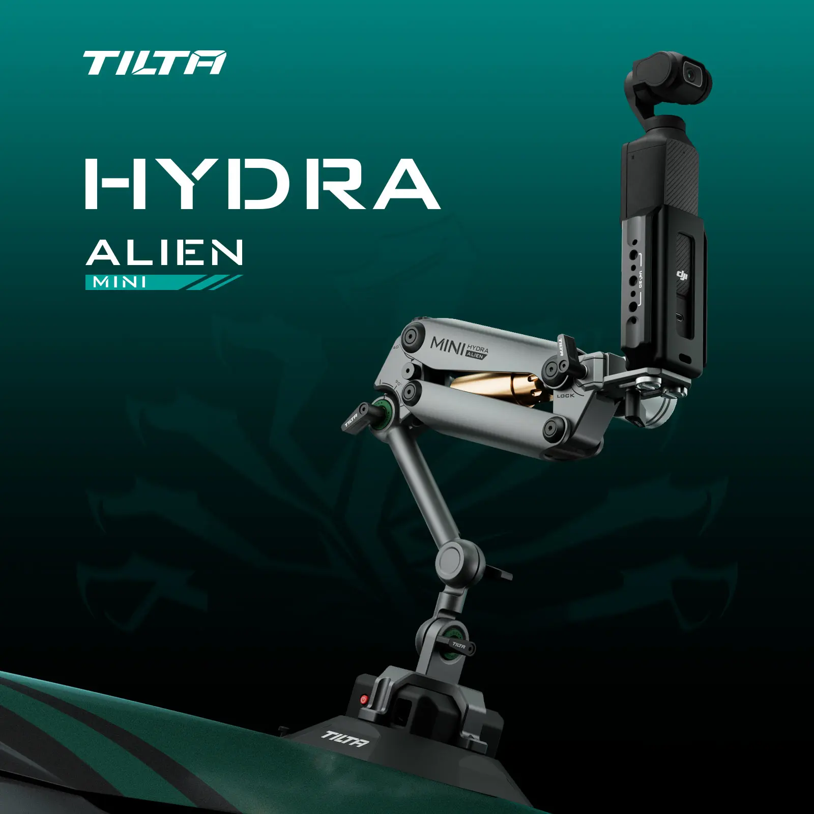 TILTA HDA-T15 Hydra Alien Mini Car Shock Absorbing Arm Car Shooting Electric Suction Cup For DJI Pocket 3 for insta360 X3 X4