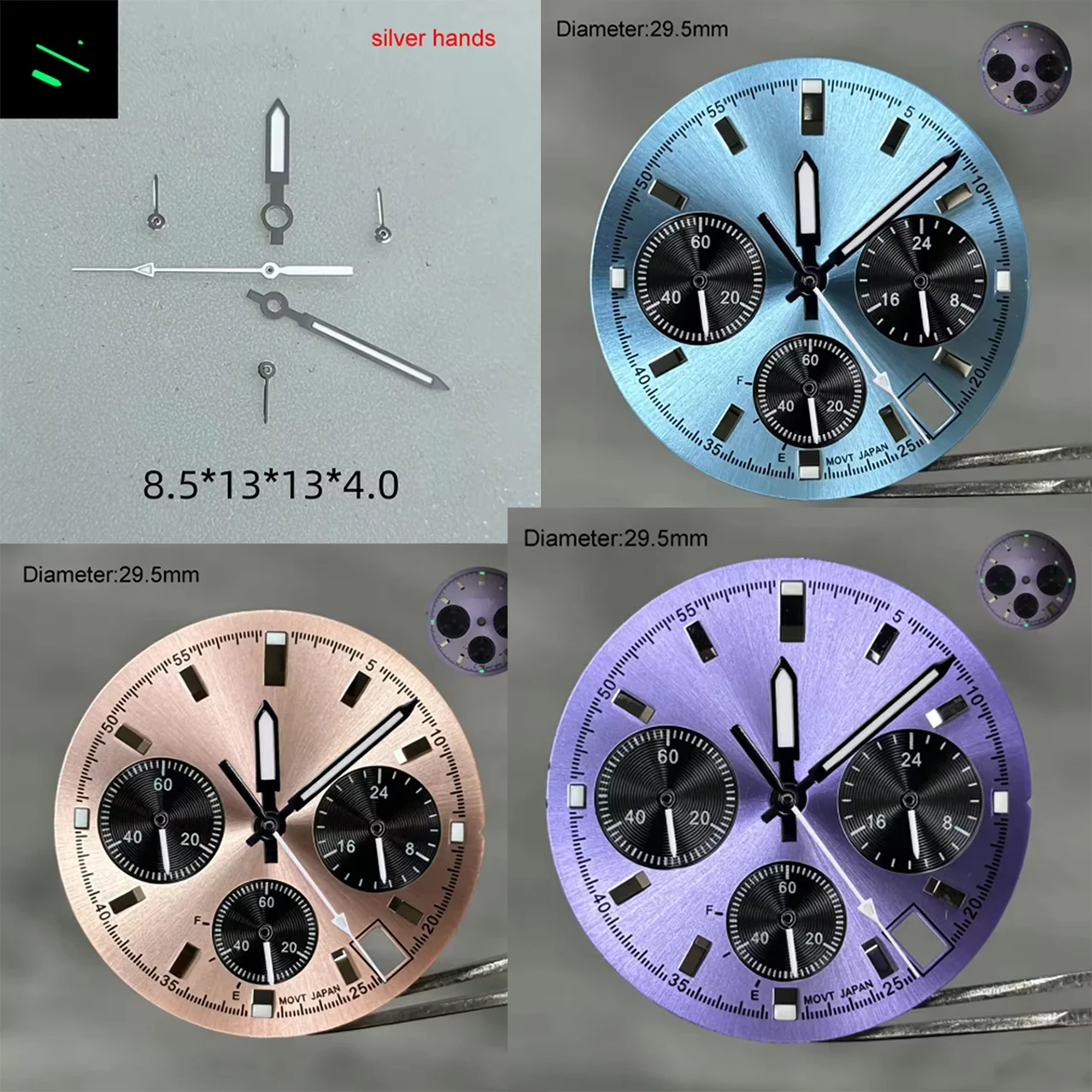 VK63 S Logo Dial 29.5mm Green Blue Yellow Prospe X Dial For VK63 Quartz Movement VK63 S Dial SSC813P1/SSC909P1 Modification Part