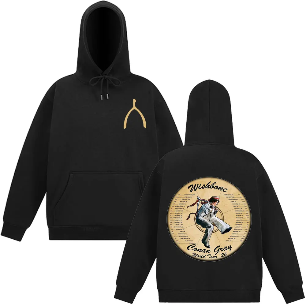 

Толстовка с принтом Conan Gray Wishbone World Tour 2026, мужская и женская толстовка в стиле хип-хоп, свободные повседневные толстовки с длинными рукавами, подарки для фанатов, топы