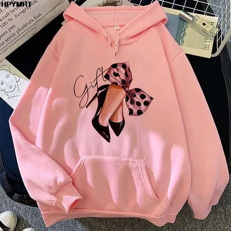 

Spring Autumn And Winter street Fashion women clothing cute bow tie High heel Print 2022 New cartoon women's shoe Graphic hoodie