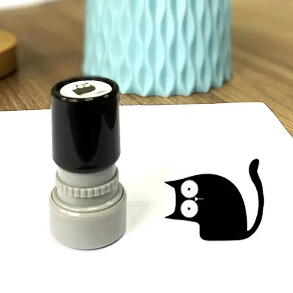 قطعة واحدة من طوابع القطط اللطيفة - تصميم قطة كرتونية سوداء مع آذان بيضاء وجوارب رمادية، بلاستيك متين للحرف اليدوية، ديكور المجلات #5