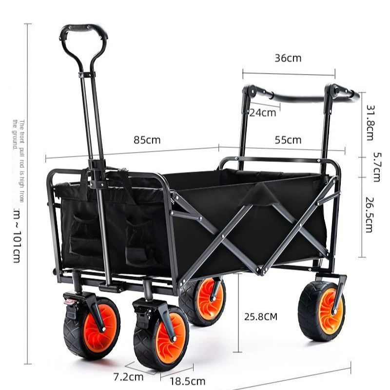 

Multipurpose 4 Wheel Collapsible Foldable Folding Utility Rolling Buggies Garden Camping Utility Beach Trolley Cart