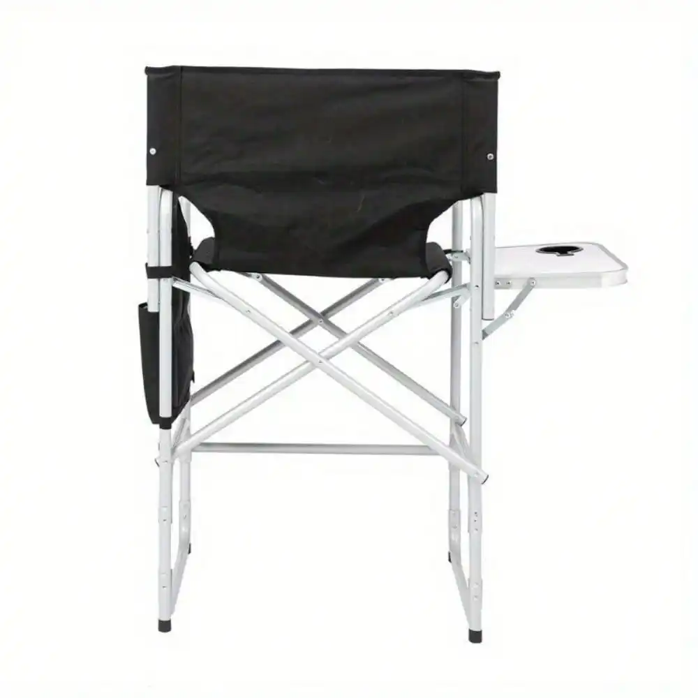 Tall Directors Chair Black Aluminum Folding Chair Outdoor Indoor Single Chair