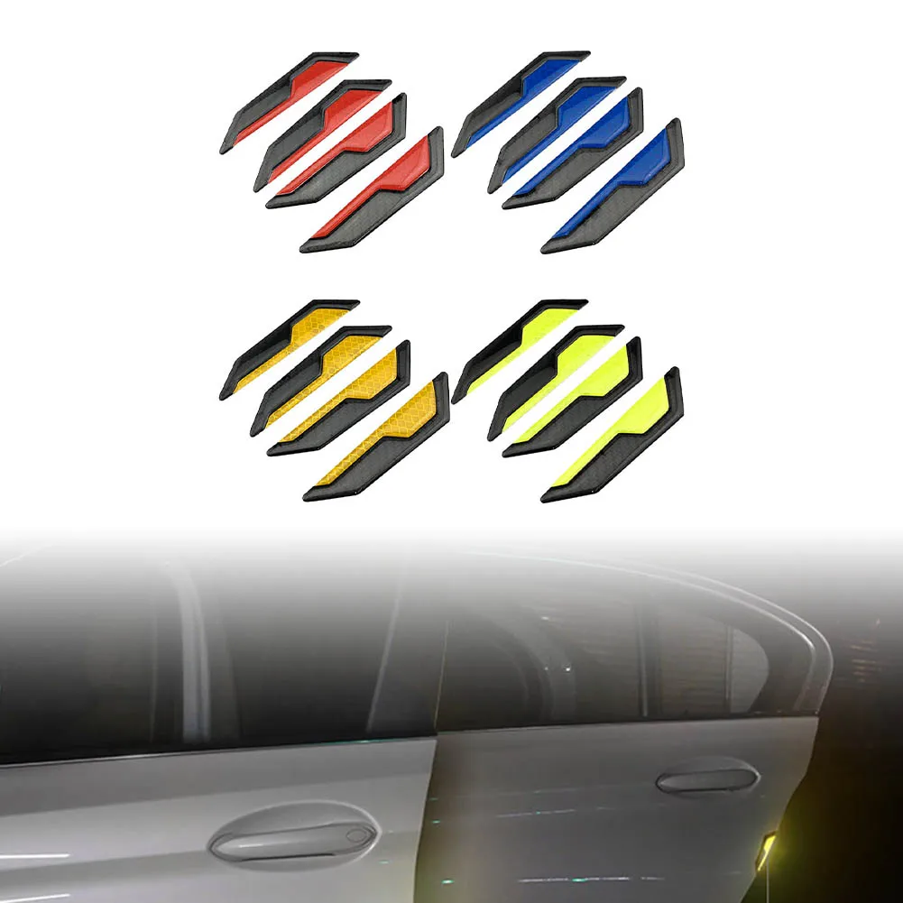 4pcs Car Side Door  Edge Scratch Protector Strip Reflective Sticker Accessories  High Quality  Edge Scratch Protector Strip