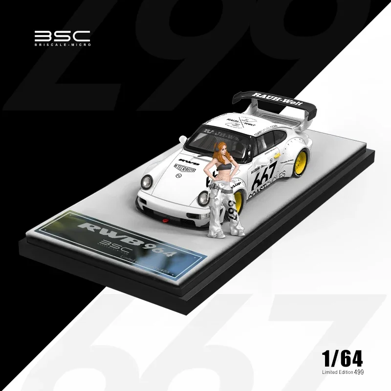 BSC 1:64 RWB 964 Sakura Matte Black /White No.667 Model Car