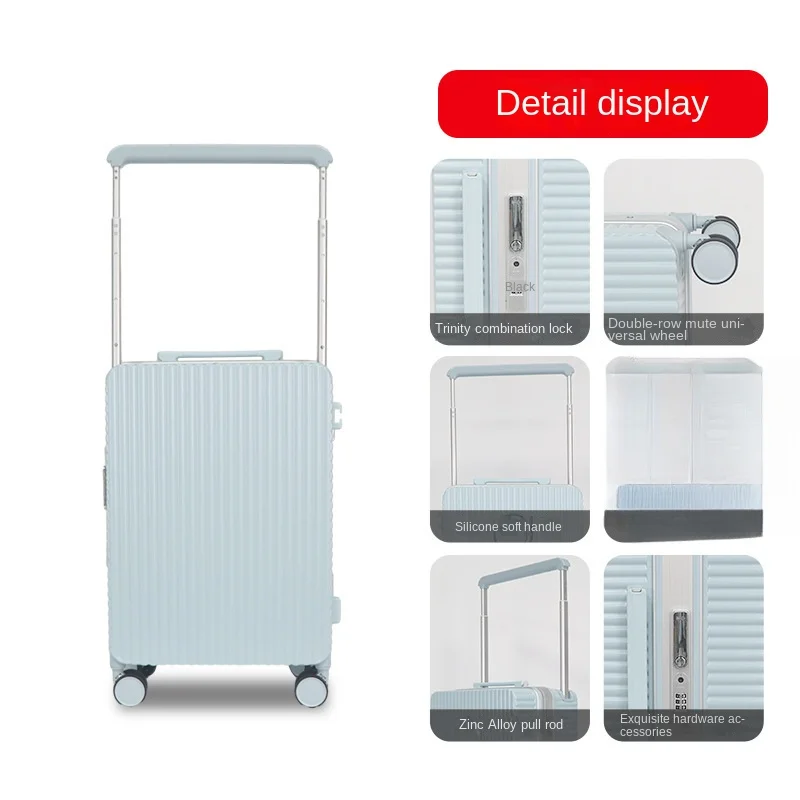 Large cup holder wide pull rod case TSA Customs lock suitcase Business travel boarding case Suitcase Trolley