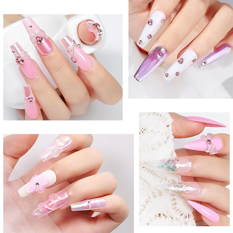 PUENTE 100g Gel de uñas de extensión de manos antiadherente transparente con pluma de escultura pegamento de diamantes de imitación de modelado 3D Kit de Gel de decoración de uñas UV