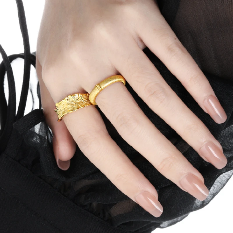 Irregular Skirt Edge Design Rings S925 Sterling Silver Texture Ring Original Fashion Fine Women Jewelry Elegant Girl Factory