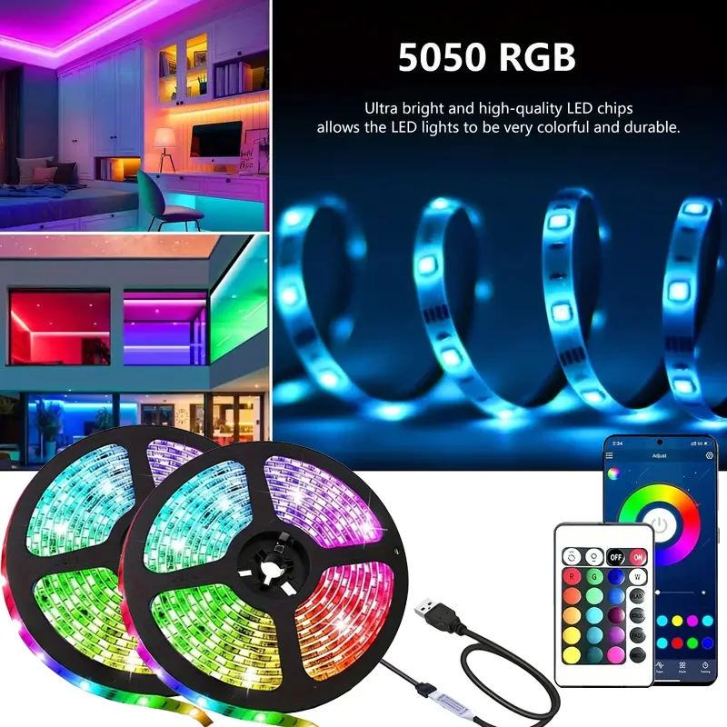 

Светодиодные ленты Bluetooth 5050 Smart Remote Control RGB Adhesive Luces Led 1M 2M 3M 5M Лампы подсветки телевизора для украшения комнаты