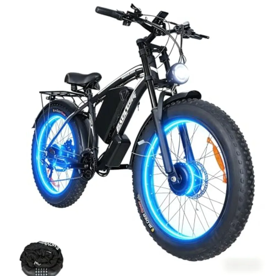 

AWD electric bike for off-road use, aluminum alloy frame, black, torque sensor for responsive power assist up to 45MPH, 80-mile
