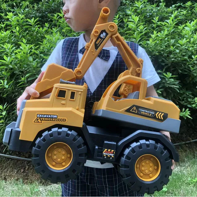 Children\'s Oversized Excavator Mixer Truck Engineering Vehicle Toy Boy Crane Dump Truck Combination Car Toy