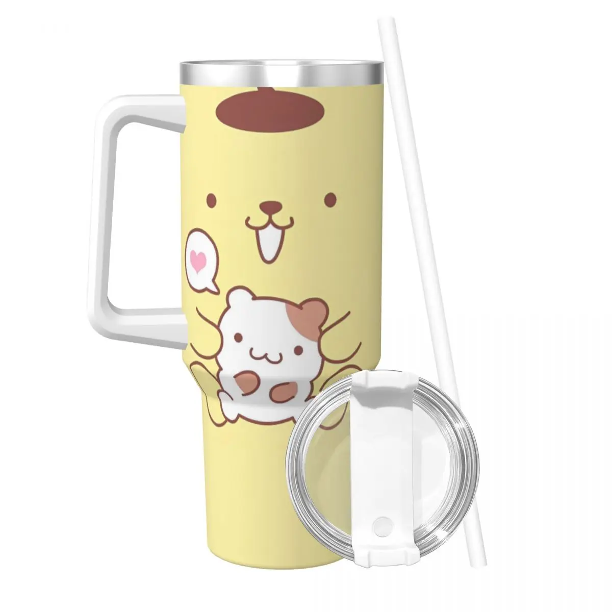 MINISO Pom Pom Purin Kawaii Tumbler Hot Drinks Water Bottle Heat Preservation Stainless Steel Thermal Cups Beach Car Mugs