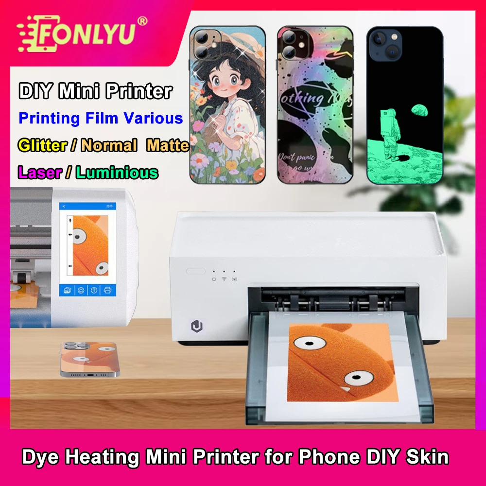 

FONLYU Mobile Phone Color Film Mini Printer Machine for Back Cover Protect Sticker DIY Customize Colorful Photo Picture Printing
