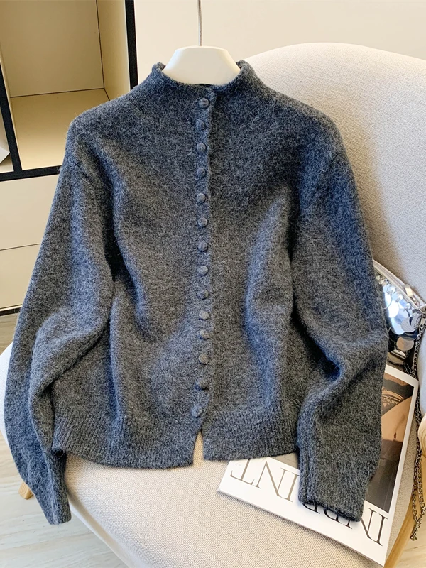 

Вязаный свитер-пальто оверсайз, повседневный, свободного кроя, длинный рукав, зимняя базовая одежда для женщин, большие размеры, для ношения под одеждой