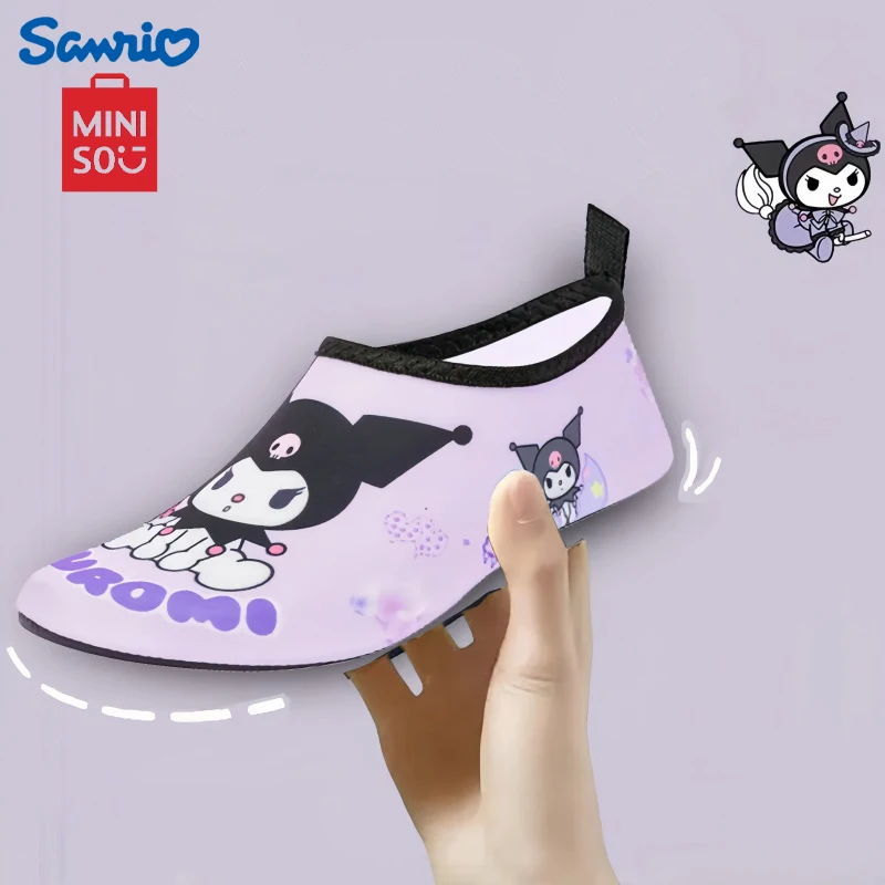 MINISO Senrio Kuromi Child Sea Shoes Cute Non-slip Breathable Barefoot Beach Shoes Kawaii Cartoon My Melody Durable Diving Shoes