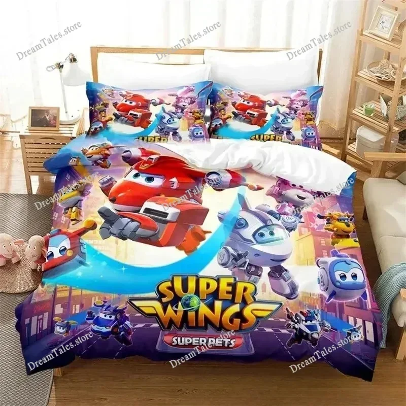 Super Cartoon Wings Bedding Set,Duvet Cover Comforter Bed Set Quilt Cover Pillowcase,King Queen Twin Size Boys Girls Adults369