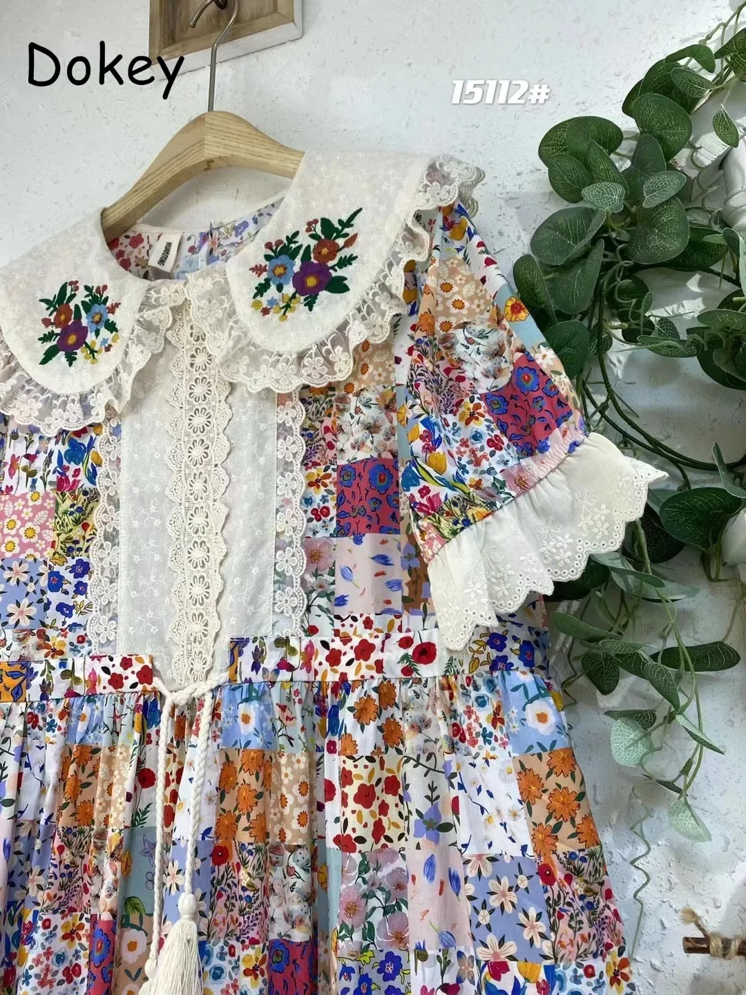 Vintage Floral Embroidery Cotton Linen Lolita Dress Women Summer Japanese Peter Pan Collar Kawaii Dresses Elegant Party Vestidos