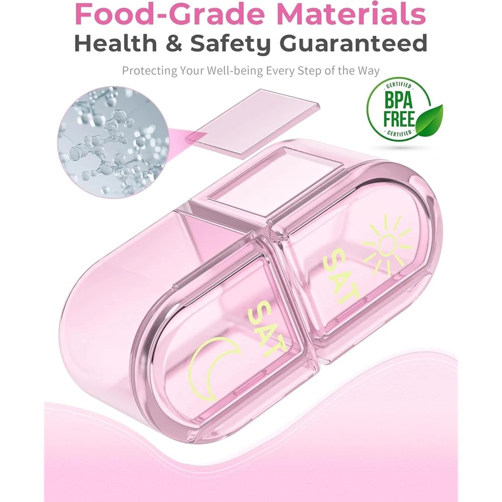 618 Mega Sale 1 Pc AM PM Pill Organizer 7 Day - Weekly Pill Box for Medication, Vitamins, Supplements