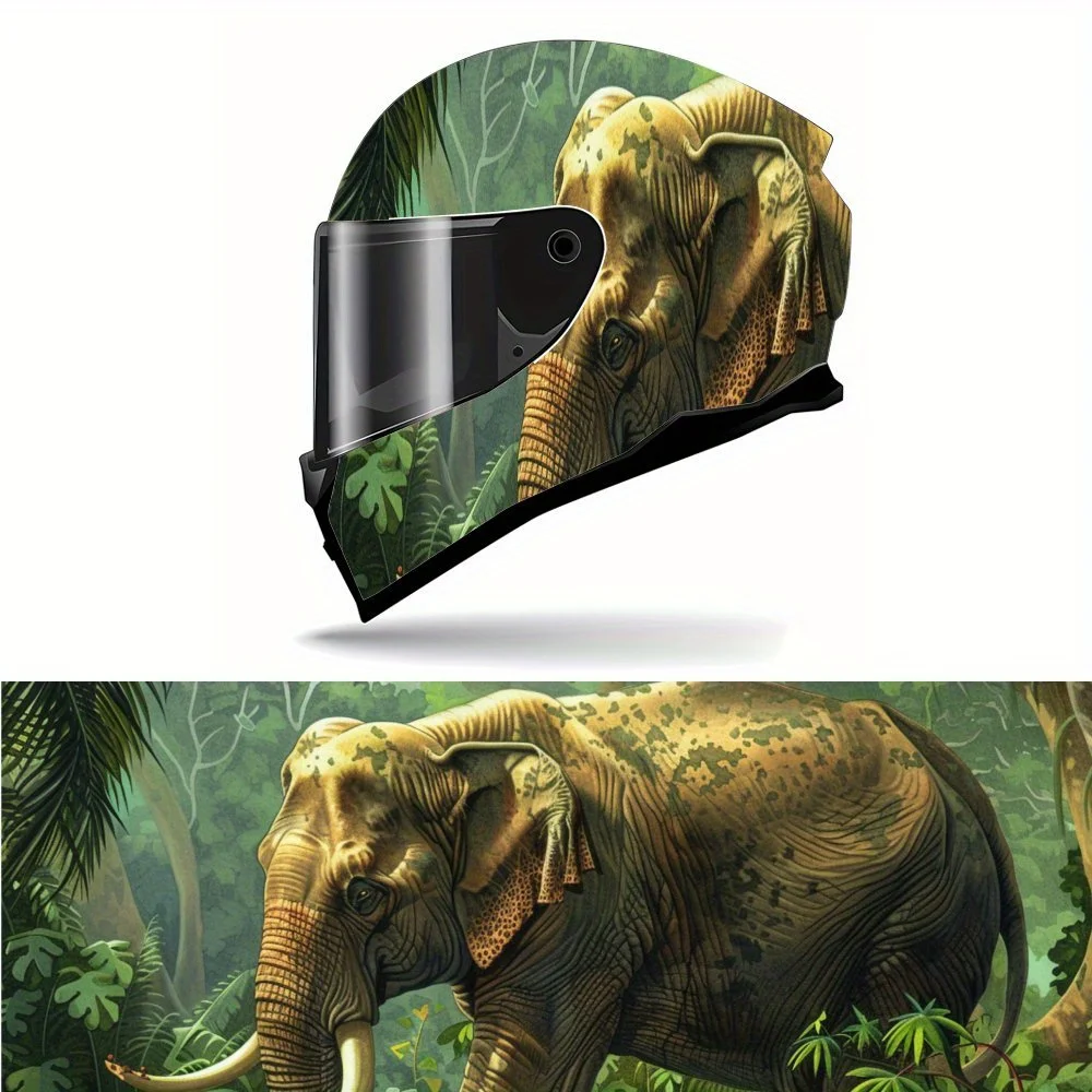 

Mysterious Primitive Forest Elephant Print Full Helmet Wrap Sticker Motorcycle Helmet Racing Graphic Decal Vinyl Wrap Helmet Dec