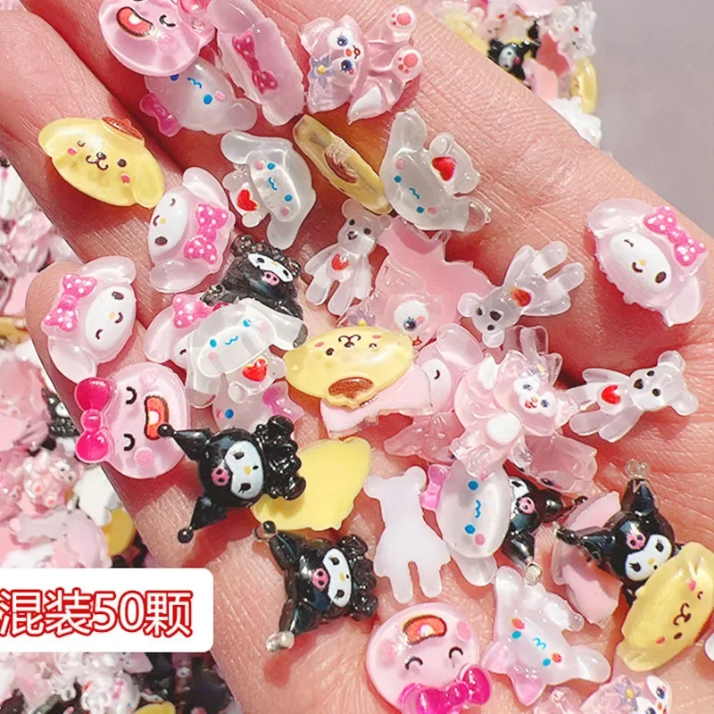 20 Stuks Sanrio Hello Kitty Valse Nagellappen Kuromi Anime Mymelody Diy Onderdelen Sieraden Accessoires Zoete Stijl Cartoon Speelgoed Cadeau