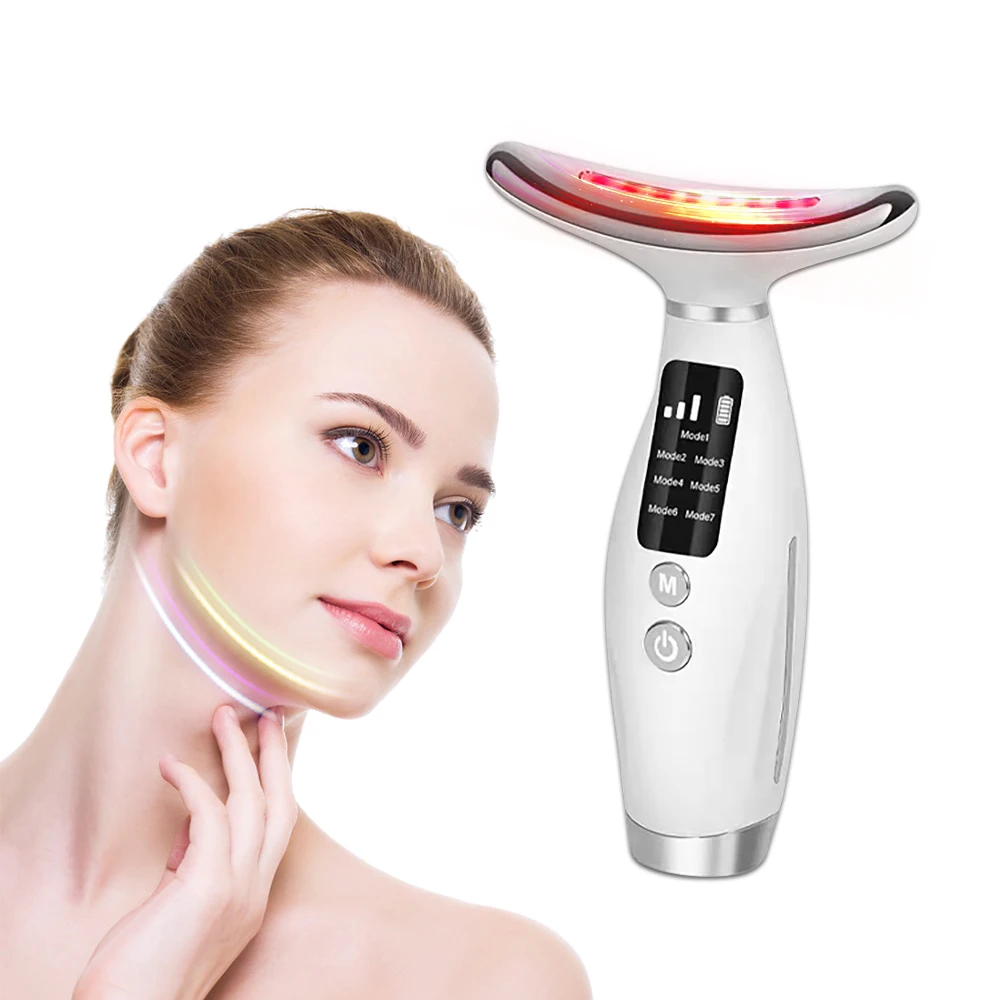جهاز تجميل الرقبة مدلك الوجه مع ضوء LED EMS V الوجه المضادة للتجاعيد الرقبة الجلد رفع تشديد آلة مزيل الذقن المزدوجة