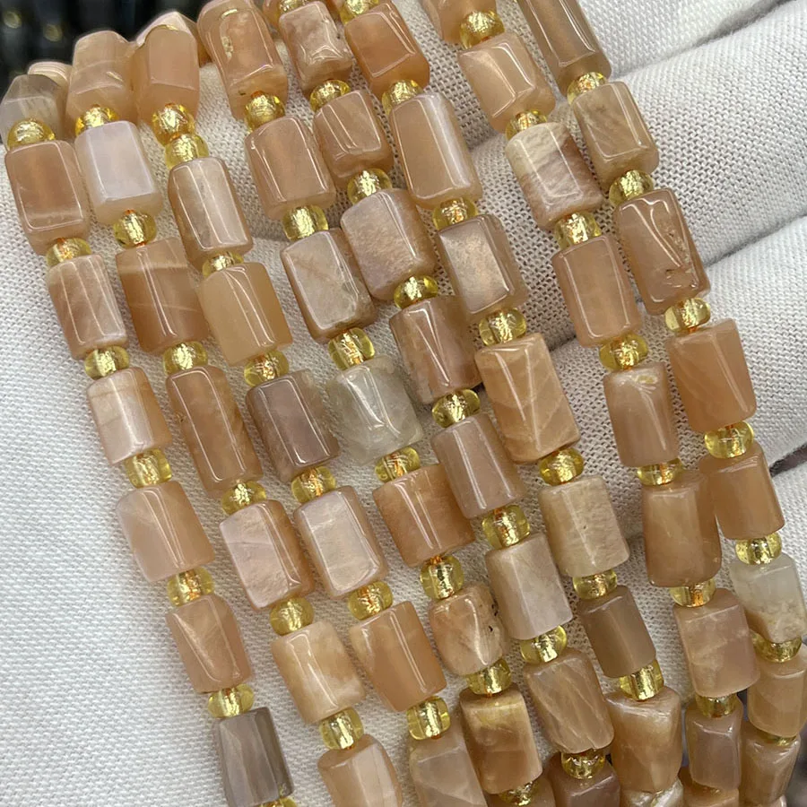 

Natural Crystal Sunstone Cylindrical Section Stone Loose Beads For Jewelry Making DIY Necklace Bracelet 15''8-10mm