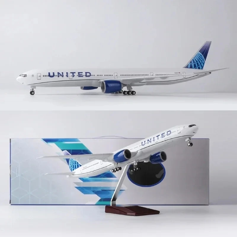 

United Airlines Boeing B777 1:130 Scale Diecast Resin Model Plane Toy W Light and Wheel Landing Gear For Collection Gift Decorat
