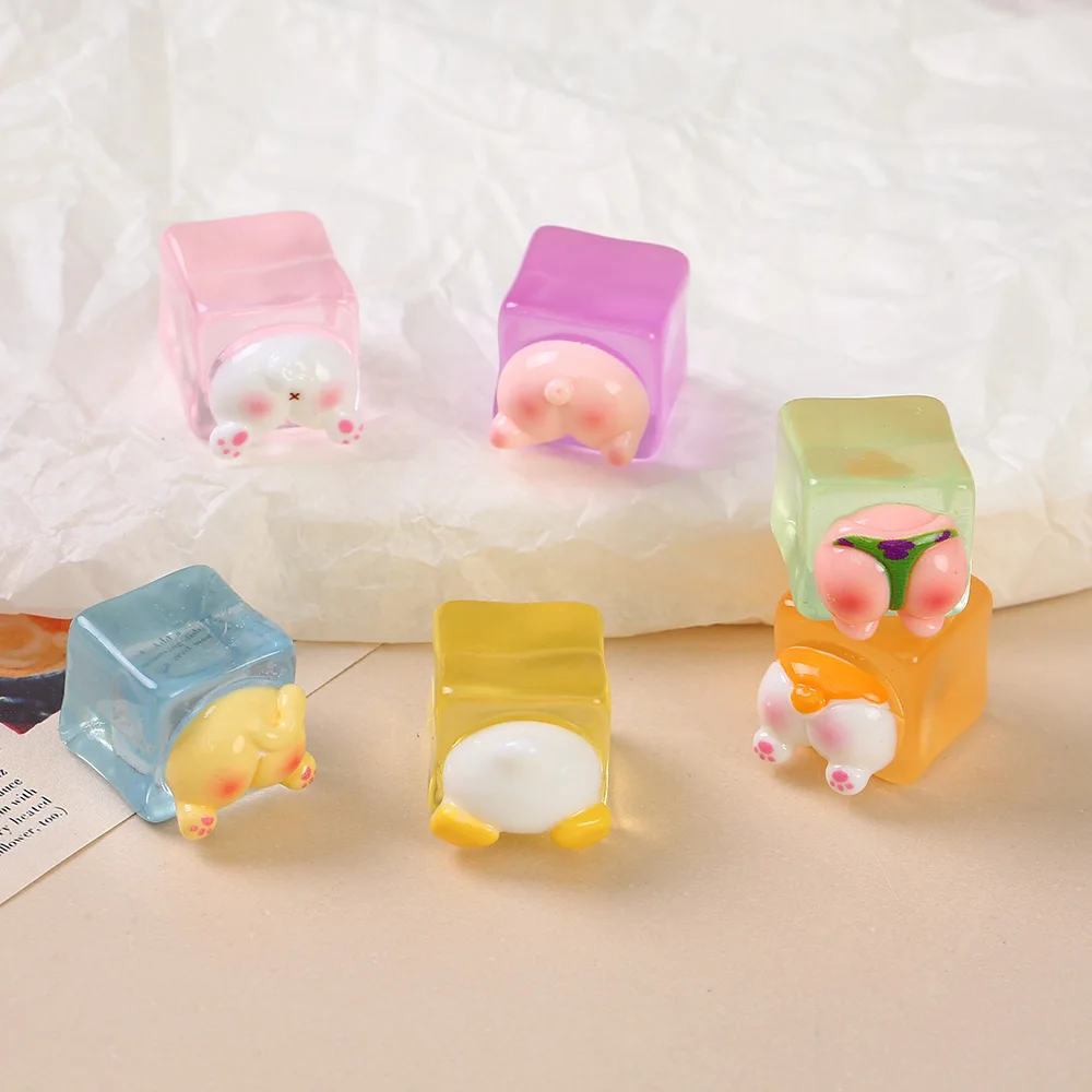 إكسسوارات Miniso DIY مكعبات ثلج مربعة مضيئة على شكل حيوان صغير، مواد مساعدة شفافة، مواد يدوية الصنع