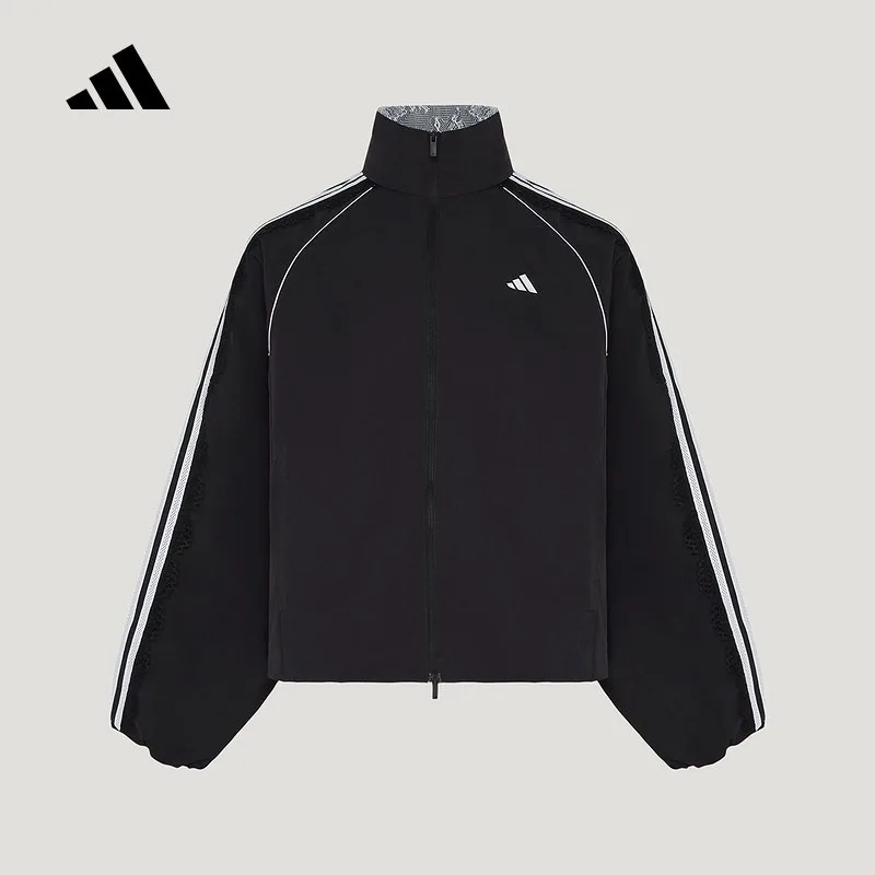 Adidas jacket women's autumn woven lace three-stripe dance series jacket LD8218