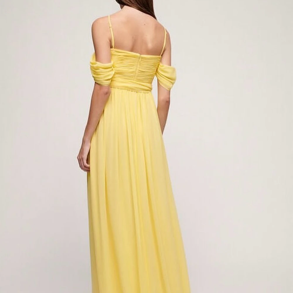 Straight Ankle length Square neck Spaghetti straps Chiffon Sleeveless Gowns Temperament and Delicate Evening Dress Zipper back