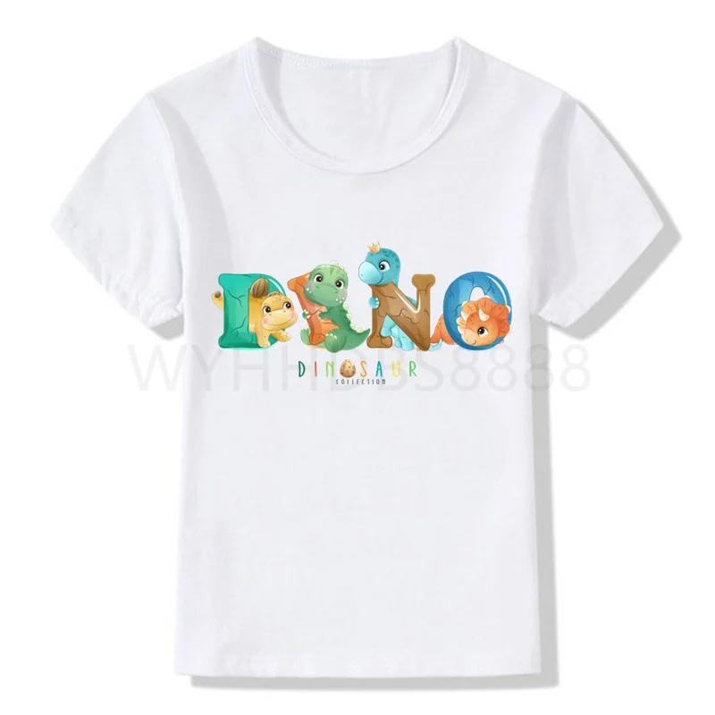 Boys/Girls Cartoon Dinosaur Print T Shirt Kids Cute Birthday Gift Number Clothes Baby Dino Cartoon T-shirt