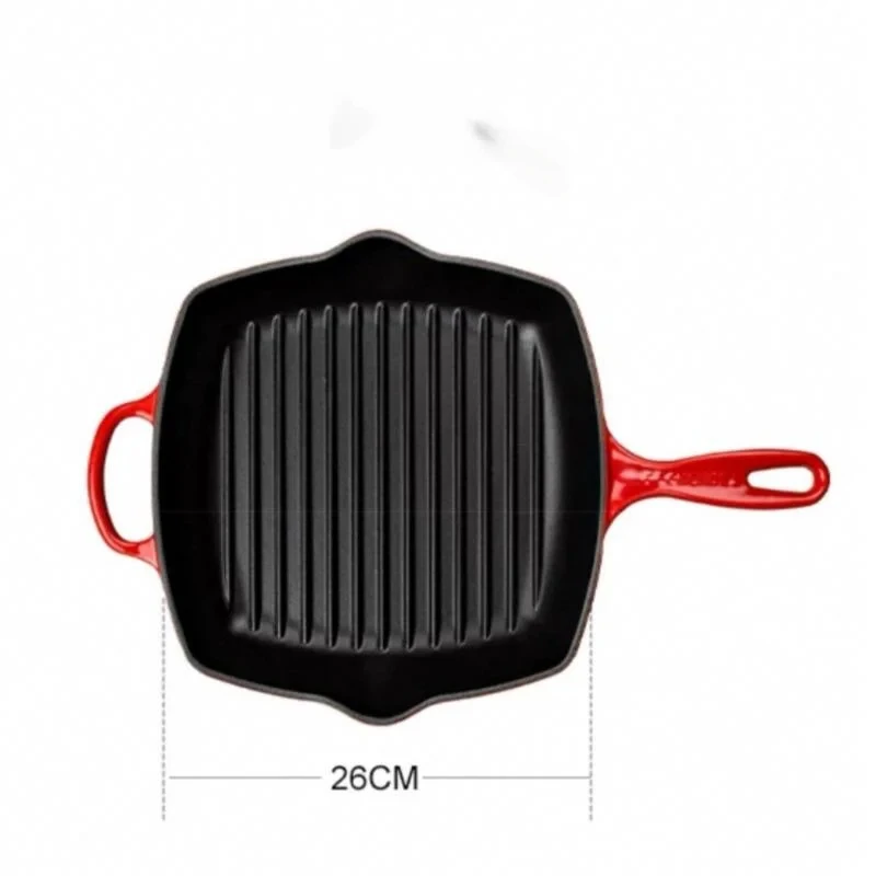 Multifunctional Enamel Cast Iron Square Steak Frying Pan Flat Bottom Pancake Pan Kitchen Supplies for Delicious Breakfasts