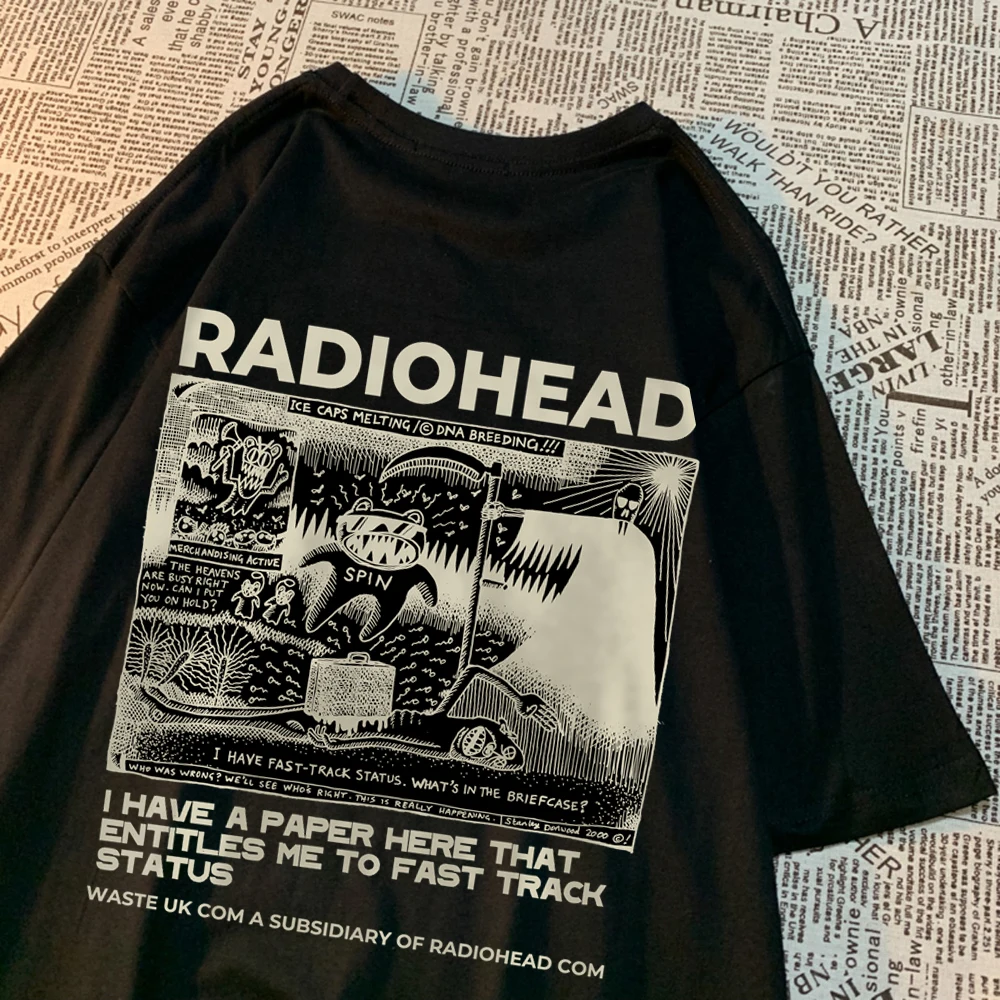 

Radiohead North America Tour Rock Boy T Shirt Men Pattern Crewneck T Shirts Simplicity Cotton Tees Hip Hop Oversized T-Shirts