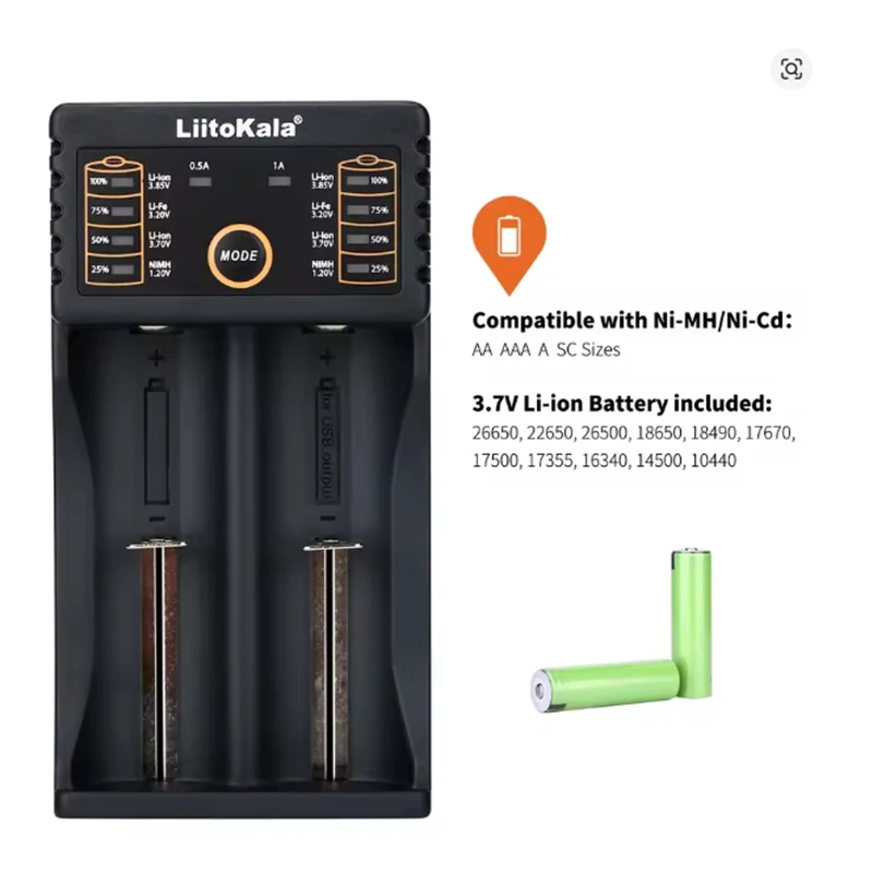 LiitoKala Lii-202 Smart Lithium-Ion Battery Charger for Models 18650 26650 16340 14500 General-Purpose Charger view 6