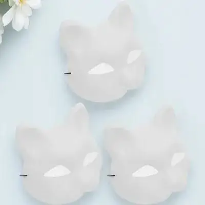 

3pcs Cat Face Mask Blank White Unpainted Masks For Diy Paintable Masquerade Animal Kids Party Cosplay Lightweight Breathable