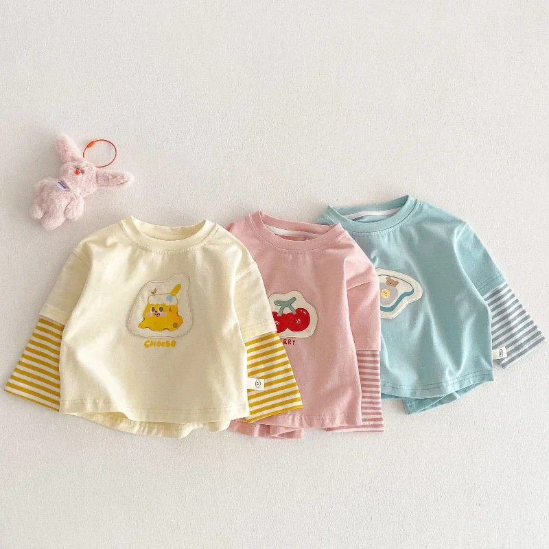 Baby Girls Long-sleeve T-Shirt Kids Cartoon Top Tees Toddler Bottoming Pullover 2025 Spring Autumn Children's Clothing